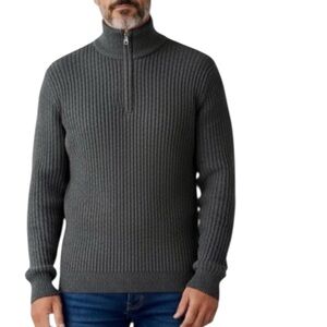 Perry Ellis Portfolio‎ Dark Gray Cotton 3/4 Zip Sweater XXL